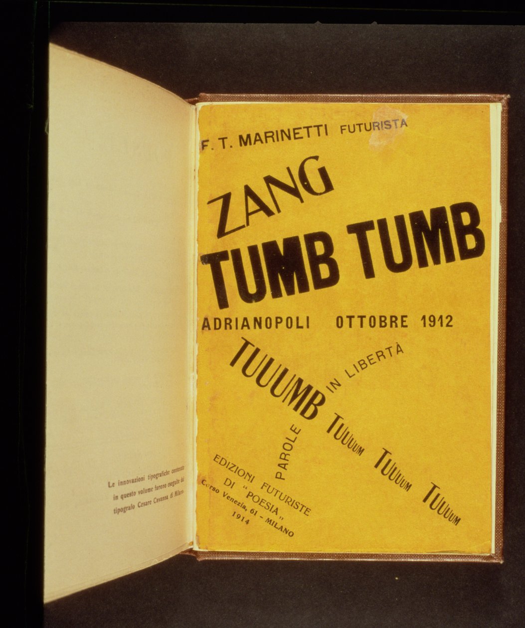 Book Cover for `Zang Tumb Tumb`, written and designed by F.T Marinetti, 1914 by Filippo Tommaso Emilio Marinetti