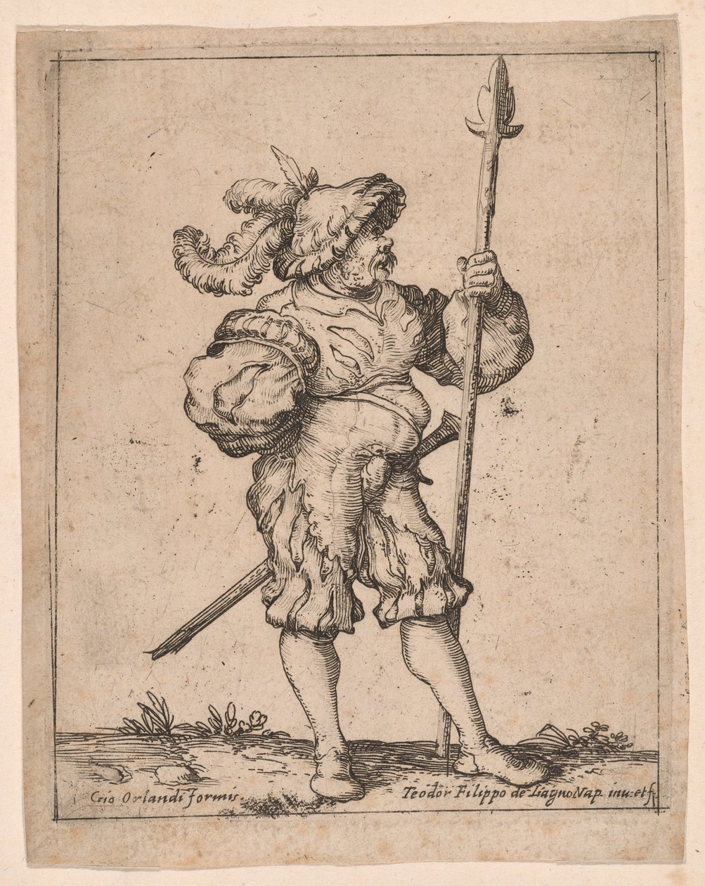 Soldier in Profile Holding a Pike, from Capricci e habiti militari by Filippo Napoletano