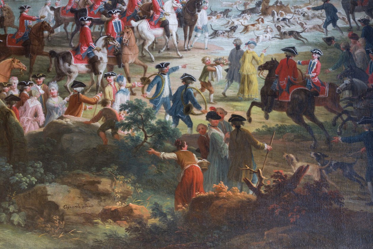 Deer hunt, by Vittorio Amedeo Cignaroli, hall of squires, Hunting residence, by Filippo Juvarra, Stupinigi, Piedmont, Italy by Filippo or Juvara Juvarra