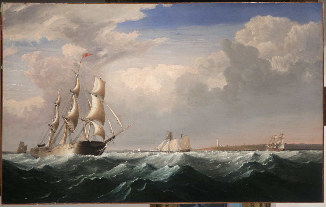 Sailing Ships off the New England Coast, c.1855 by Fitz Henry Lane