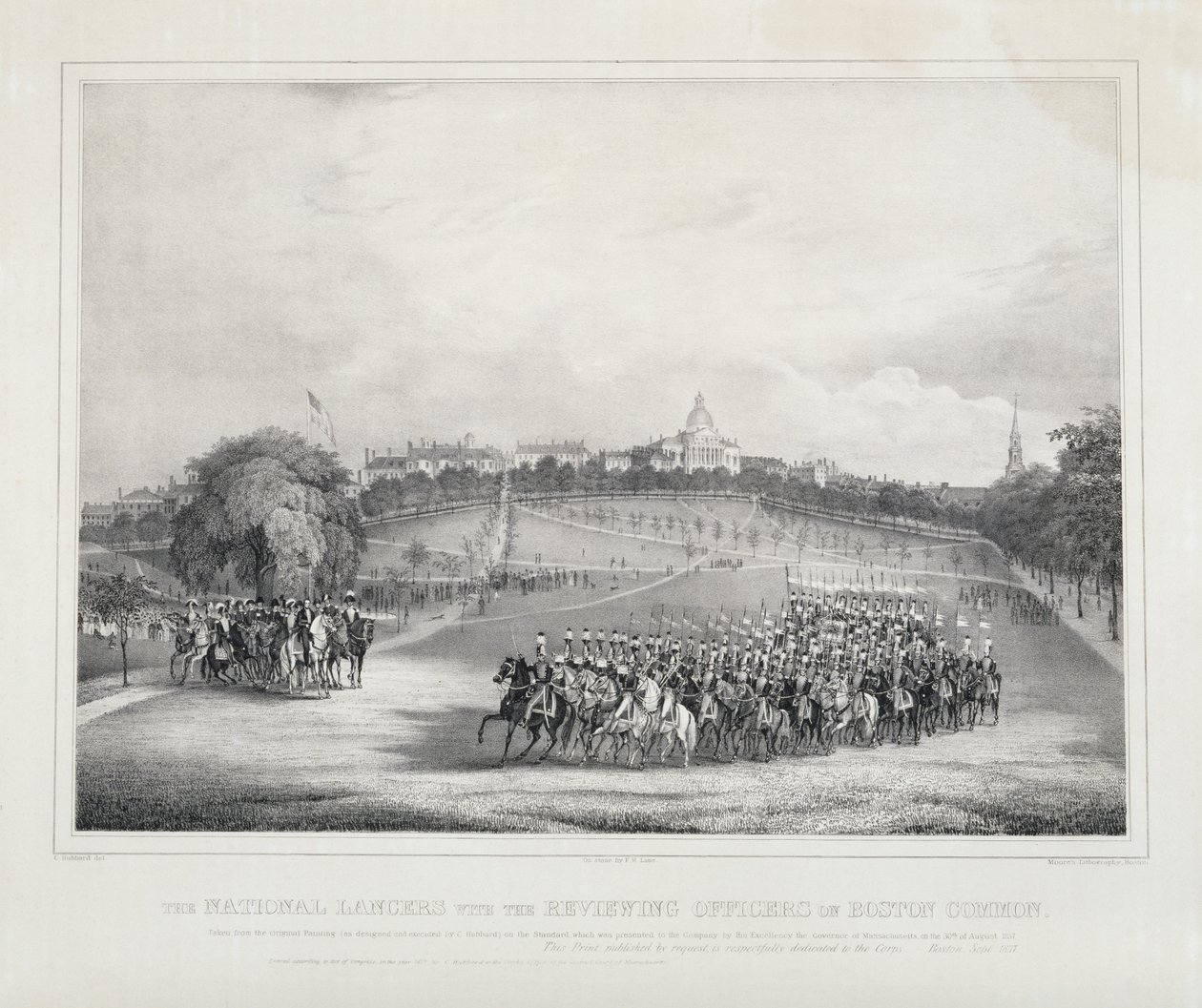 The National Lancers with the Reviewing Officers on Boston Common by Fitz Henry Lane