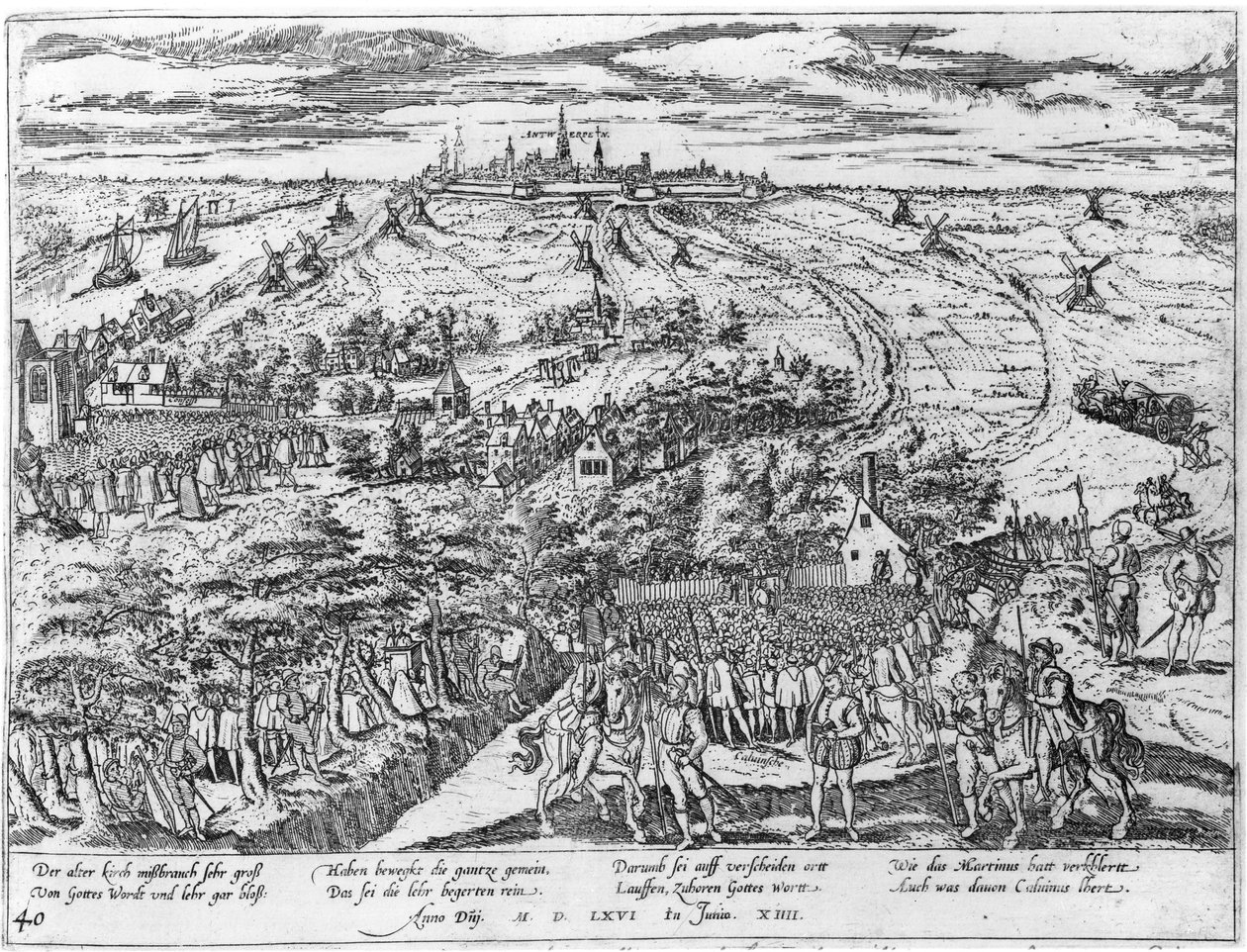 Protestants meeting in the open around Antwerp by Flemish School