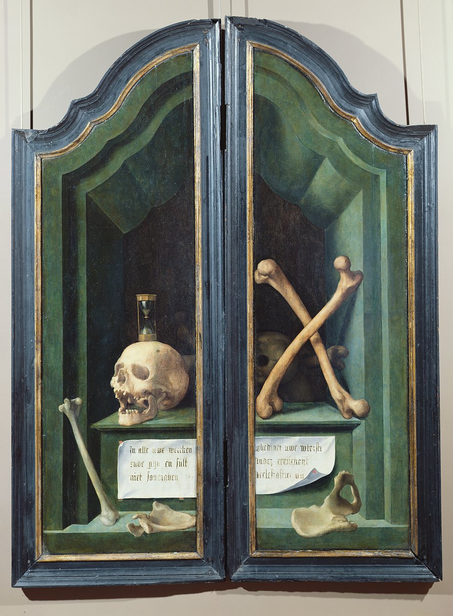 Vanitas, Reverse of Two Panels from a Triptych by Flemish School