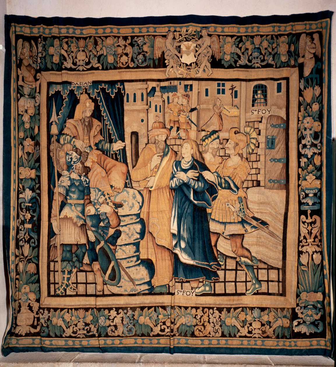 Conques museum treasury. Flemish tapestry. History of Sainte Foy. 16th century (?) by Flemish School
