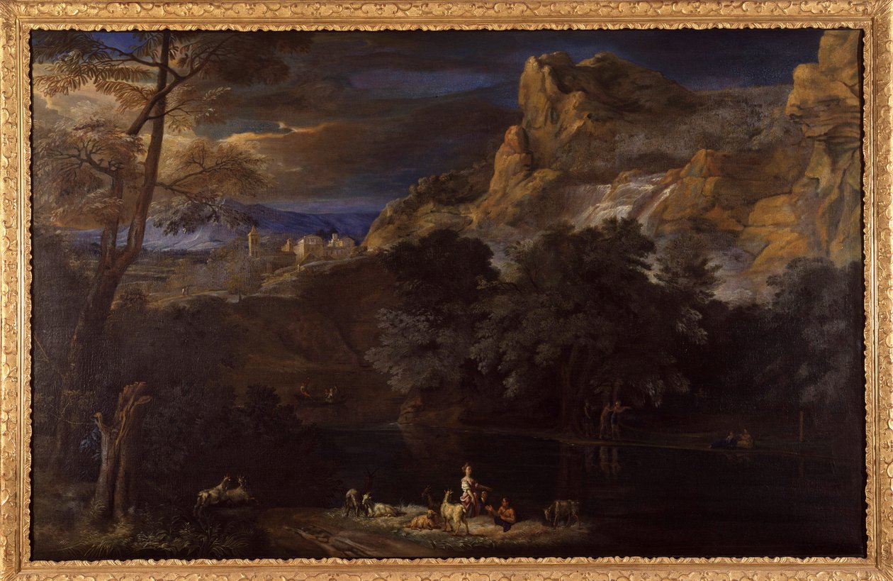 Flemish painting of a landscape attributed to Van Bloemen by Flemish School