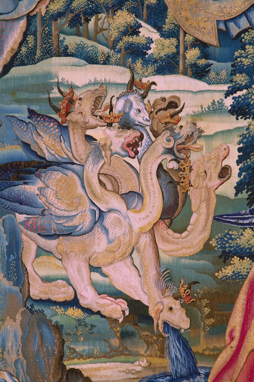 Saint Michael Defeating the Dragon. Series The Apocalypse (detail) by Flemish School