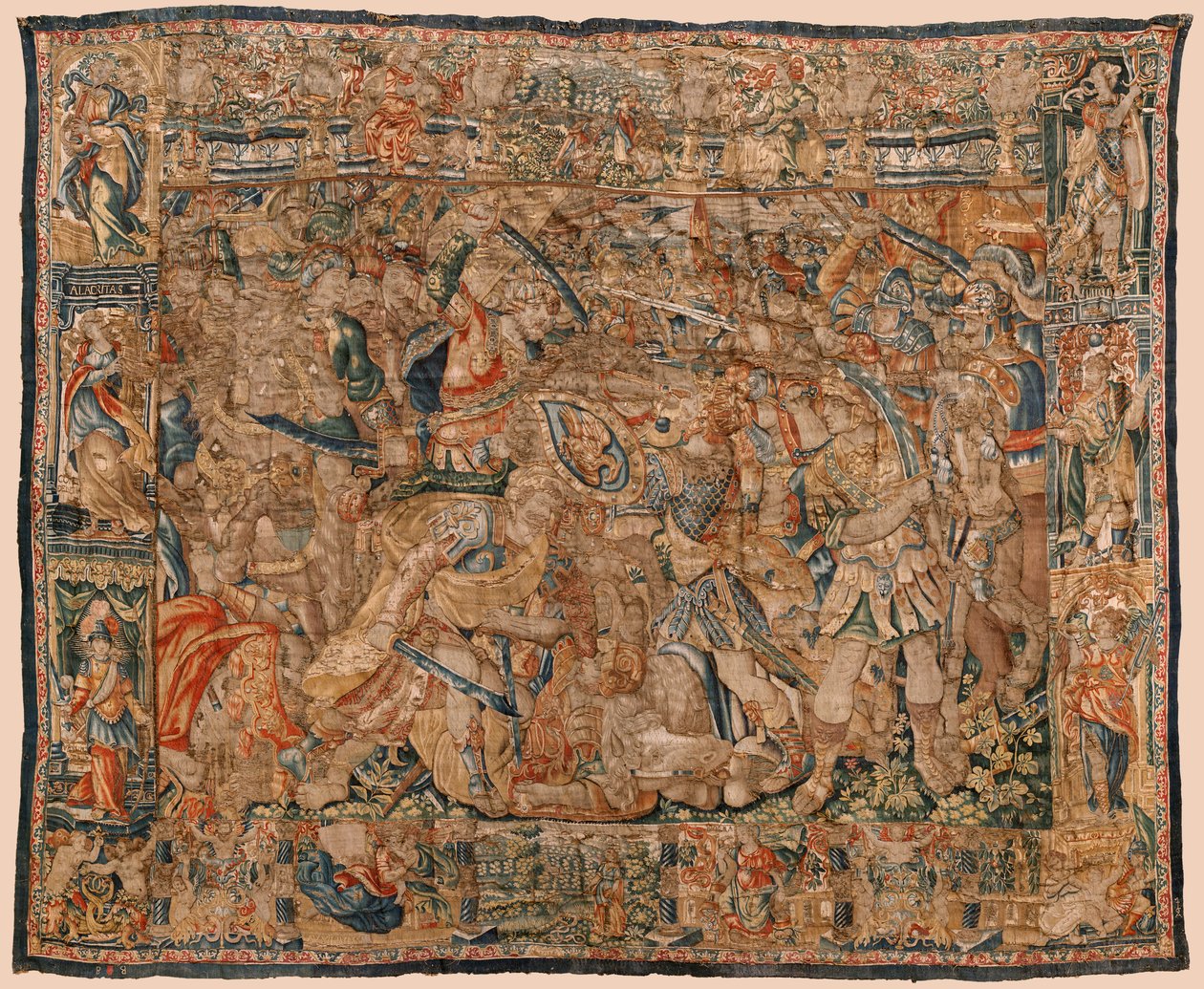 Parish Museum of Tapestries (Museo Parroquial de Tapices de Pastrana). Flemish Tapestry. Combat Between Alexander and Darius at Ipsus. Brussels. Wool and Silk. 16th Century. 510x419cm. by Flemish School