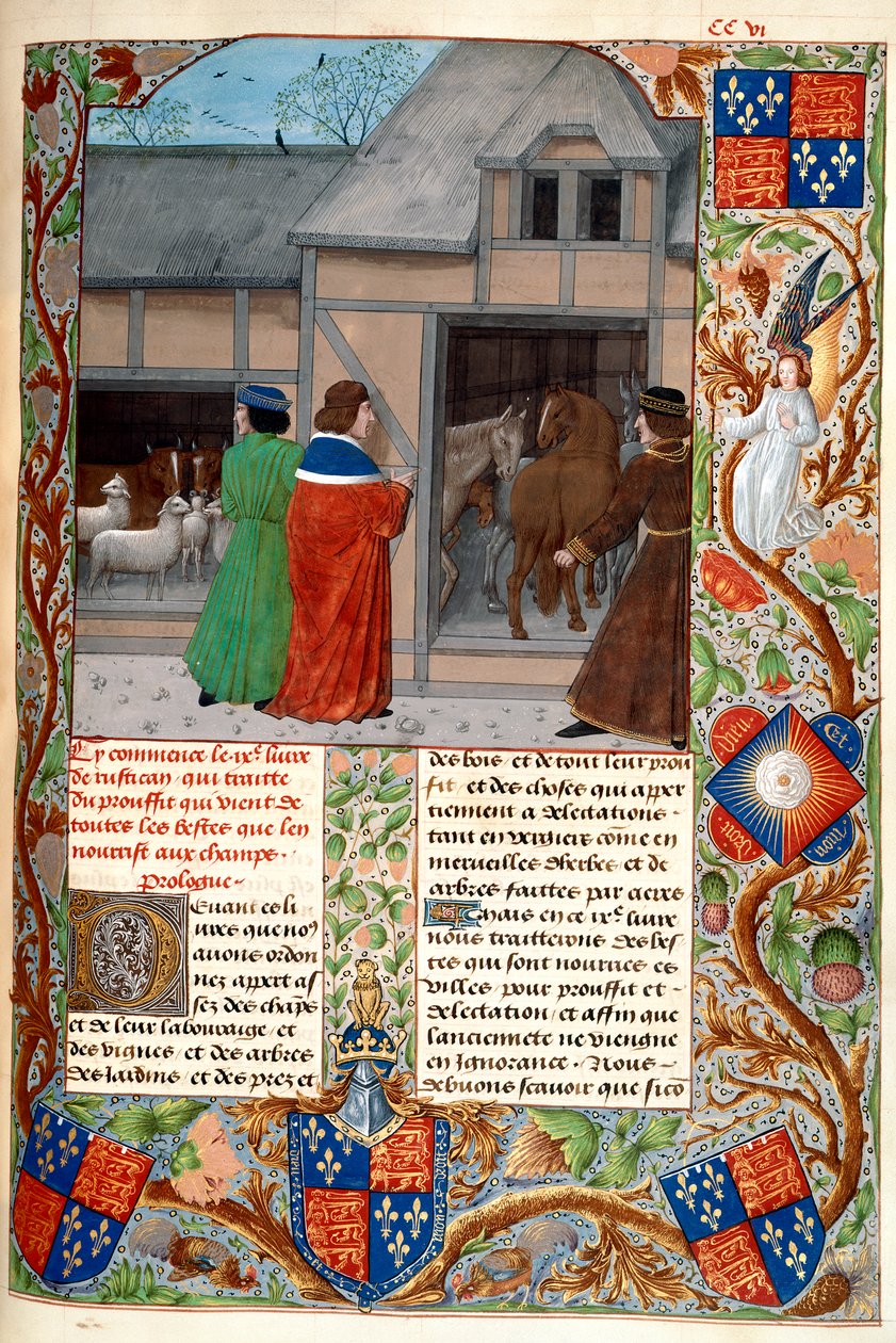 Author with Horses and Sheep, from 'Rustican, du Cultivement des Terres ...