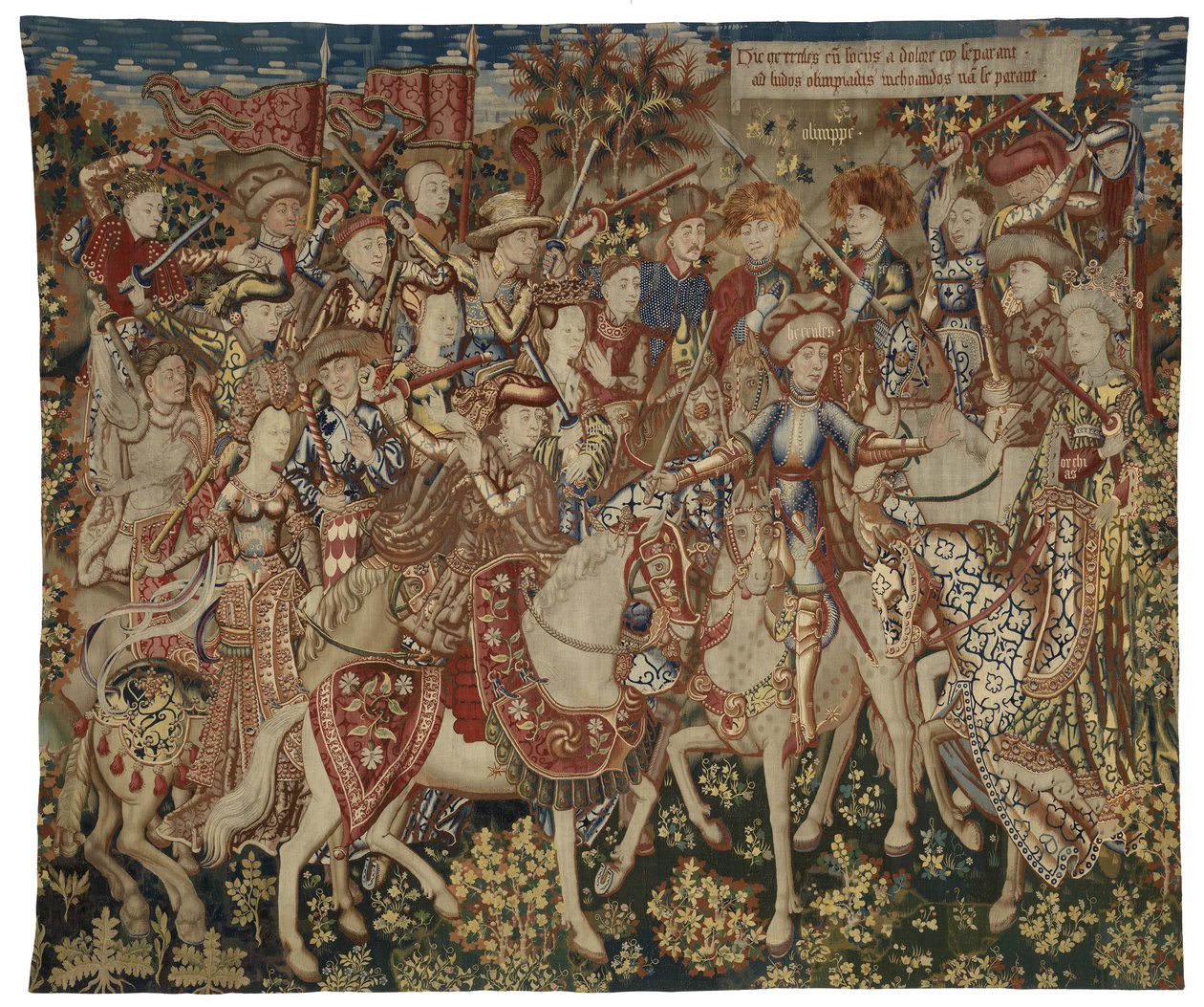 Tapestry featuring Hercules and his Companions on Mount Olympus, possibly made in Tournai, c.1465-70 by Flemish School