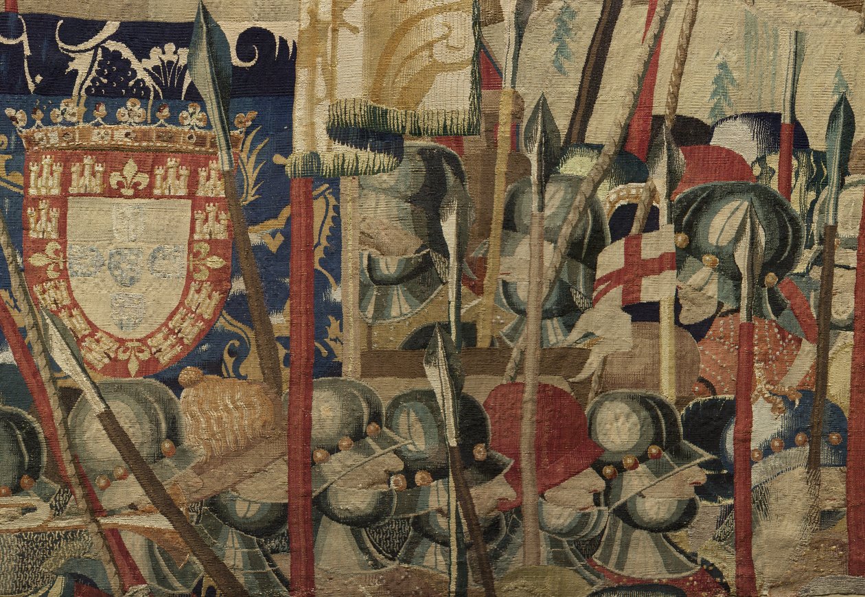 Tapestry showing the Conquests of King Alfonso V of Portugal, Tournai (detail) by Flemish School