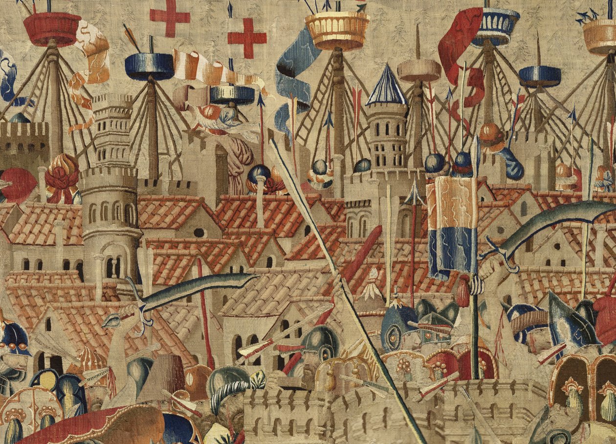 Tapestry showing the Conquests of King Alfonso V of Portugal, Tournai (detail) by Flemish School