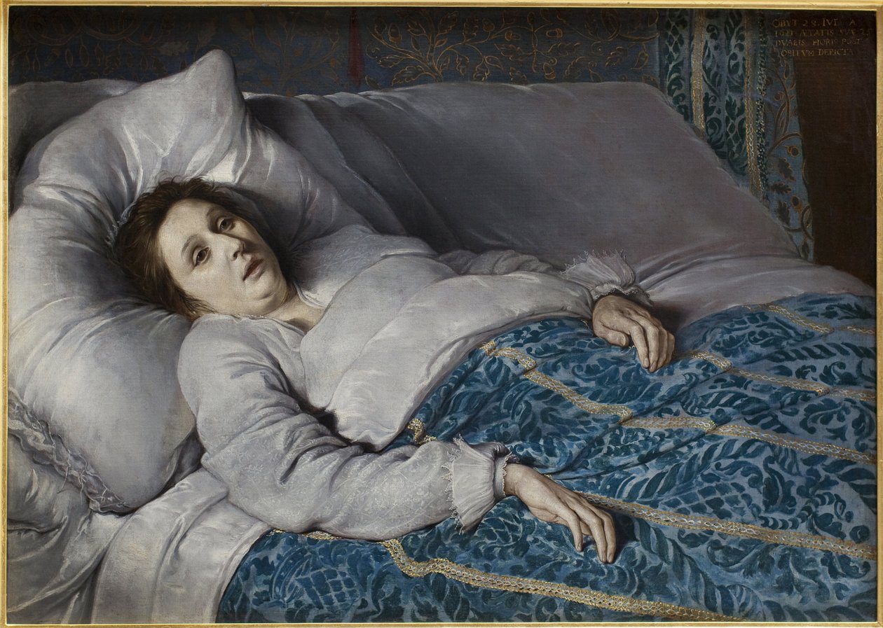 Young woman on her deathbed by Flemish School