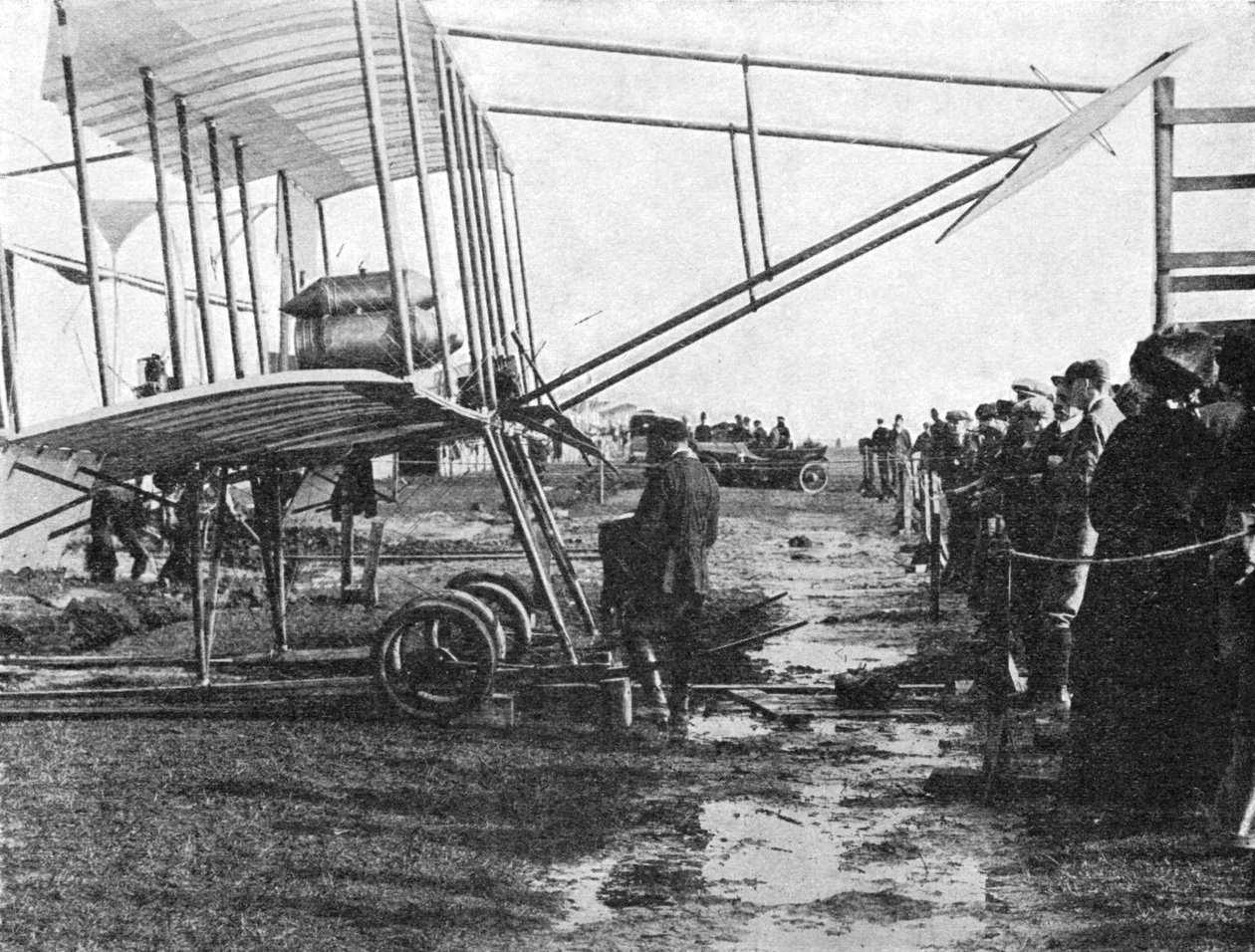 Henri Farman and His 50 hp Gnome Biplane, Blackpool Aviation Meeting, Lancashire, 1909 by Flight Photo