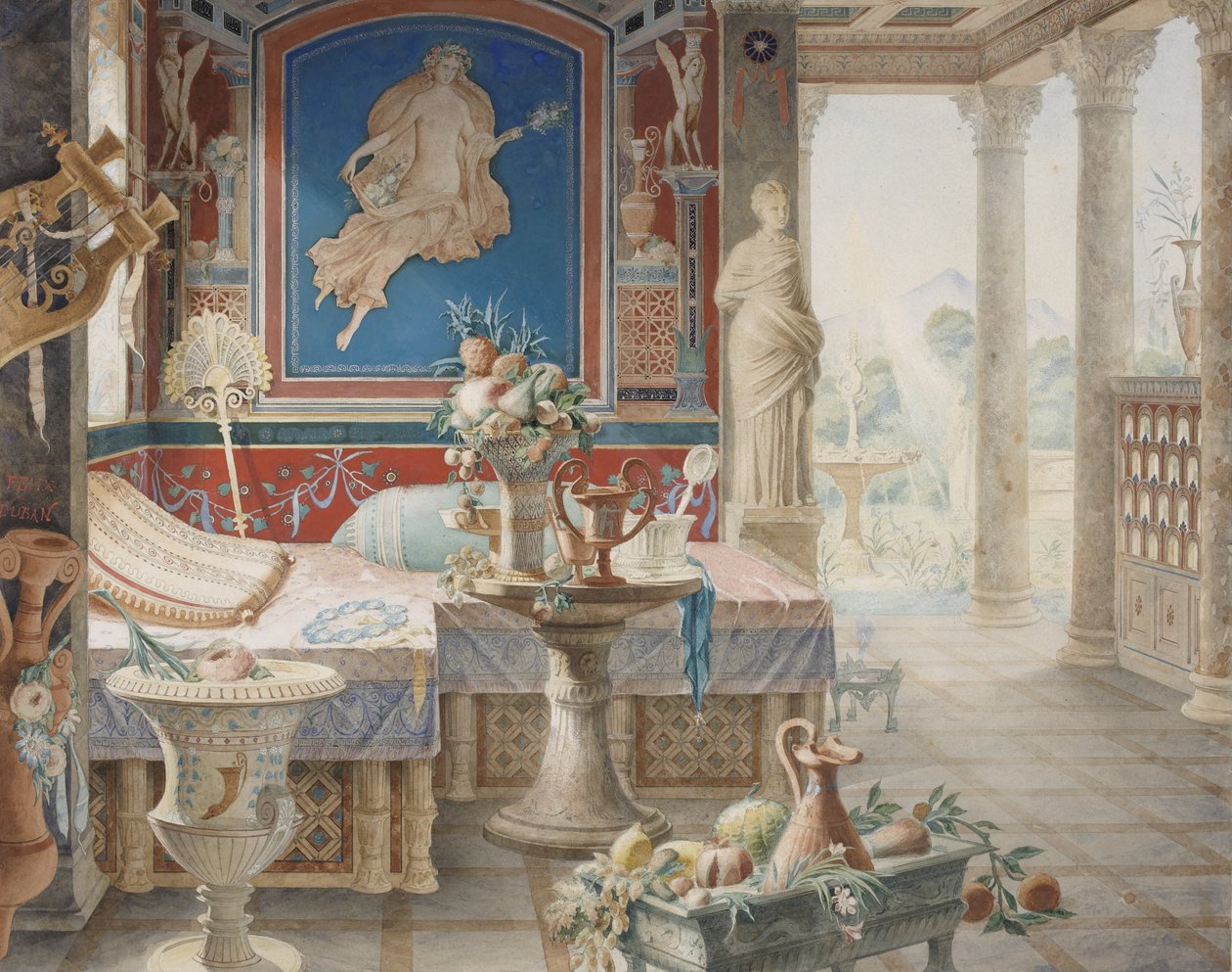 Architectural Fantasy in the Style of Pompeii by Felix Louis Jacques Duban
