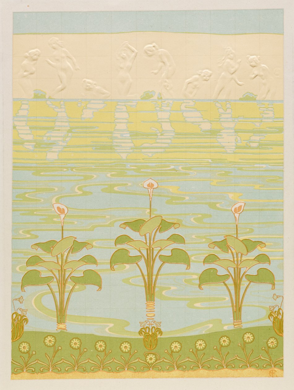 Decoration in Enameled Tiles for Bathroom by Félix Albert Anthyme Aubert