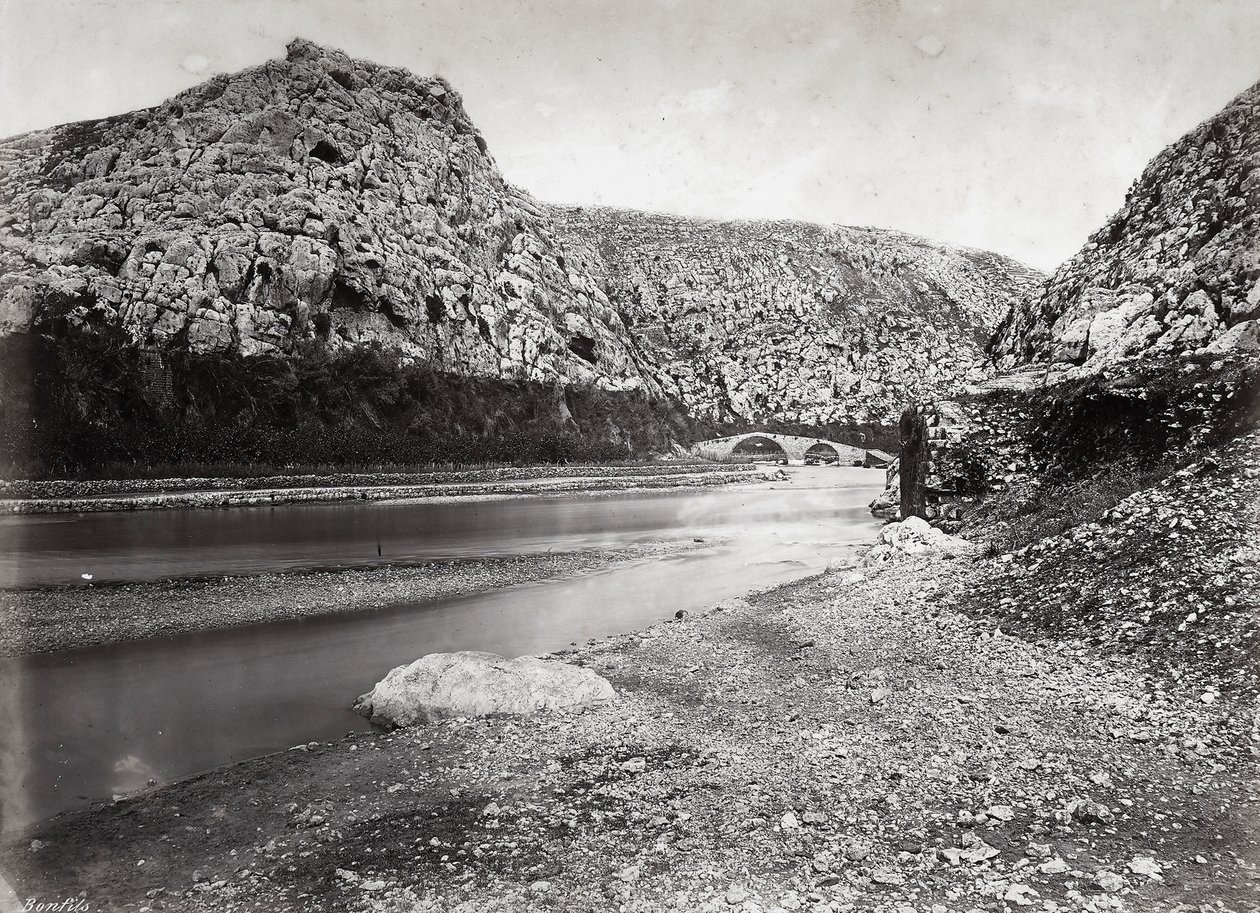 Nahr el-Kalb (The River of the Dog) Amongst the Mountains of Lebanon by Félix Bonfils