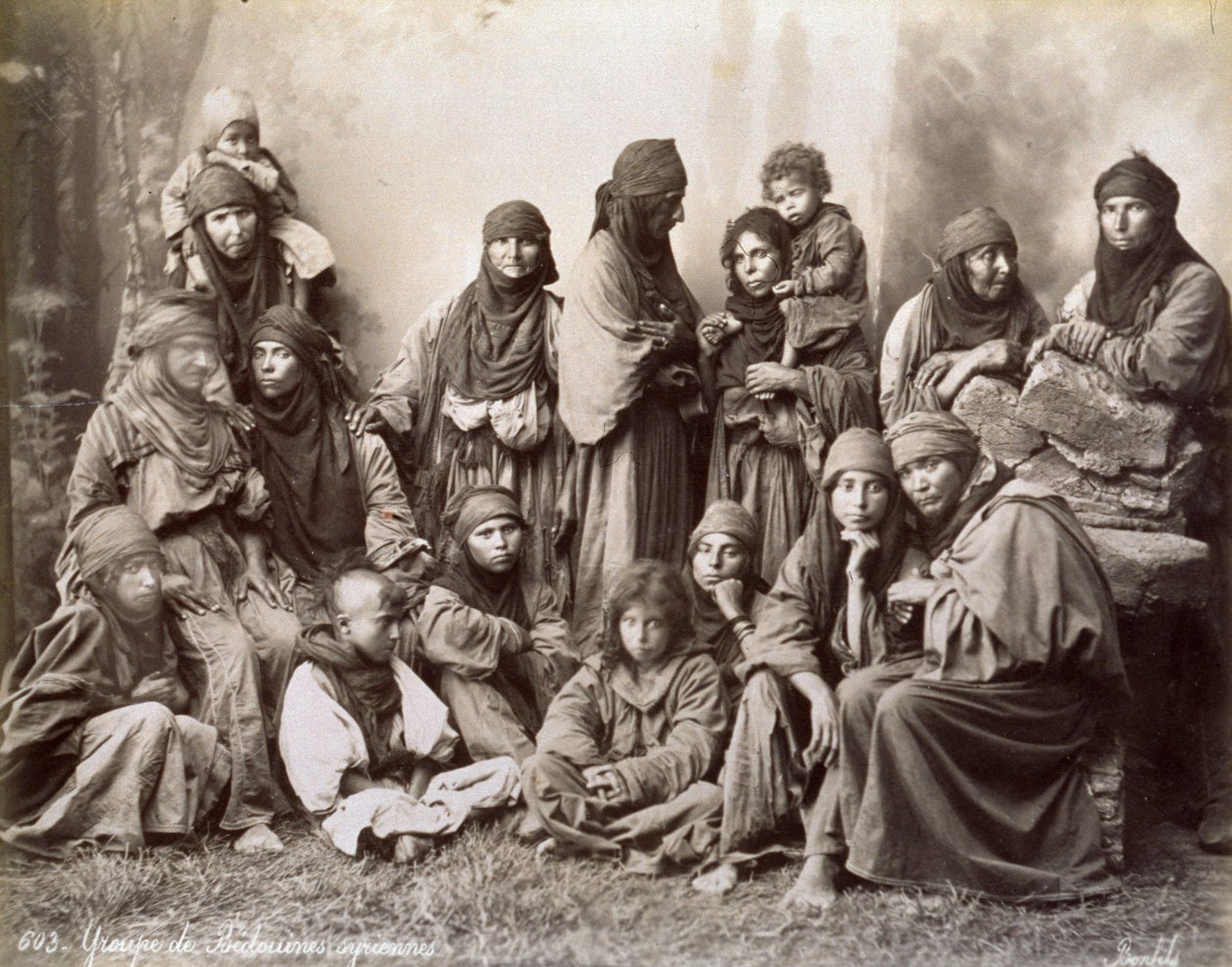 Portrait of a Group of Syrian Bedouins in Humble Ethnic Dress by Félix Bonfils
