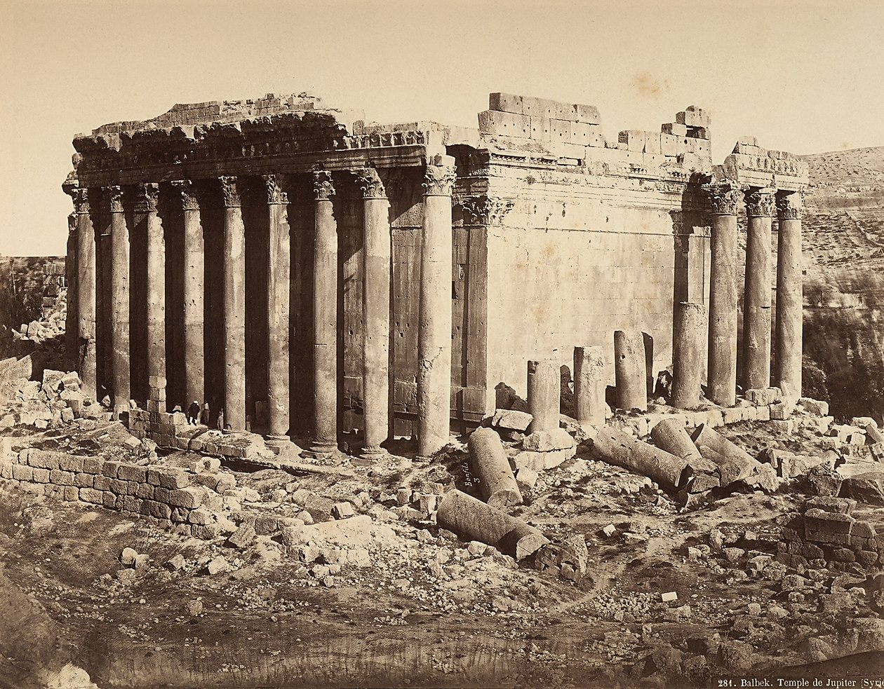 The Temple of Bacchus in the Archeological Zone of Heliopolis or Baalbek by Félix Bonfils