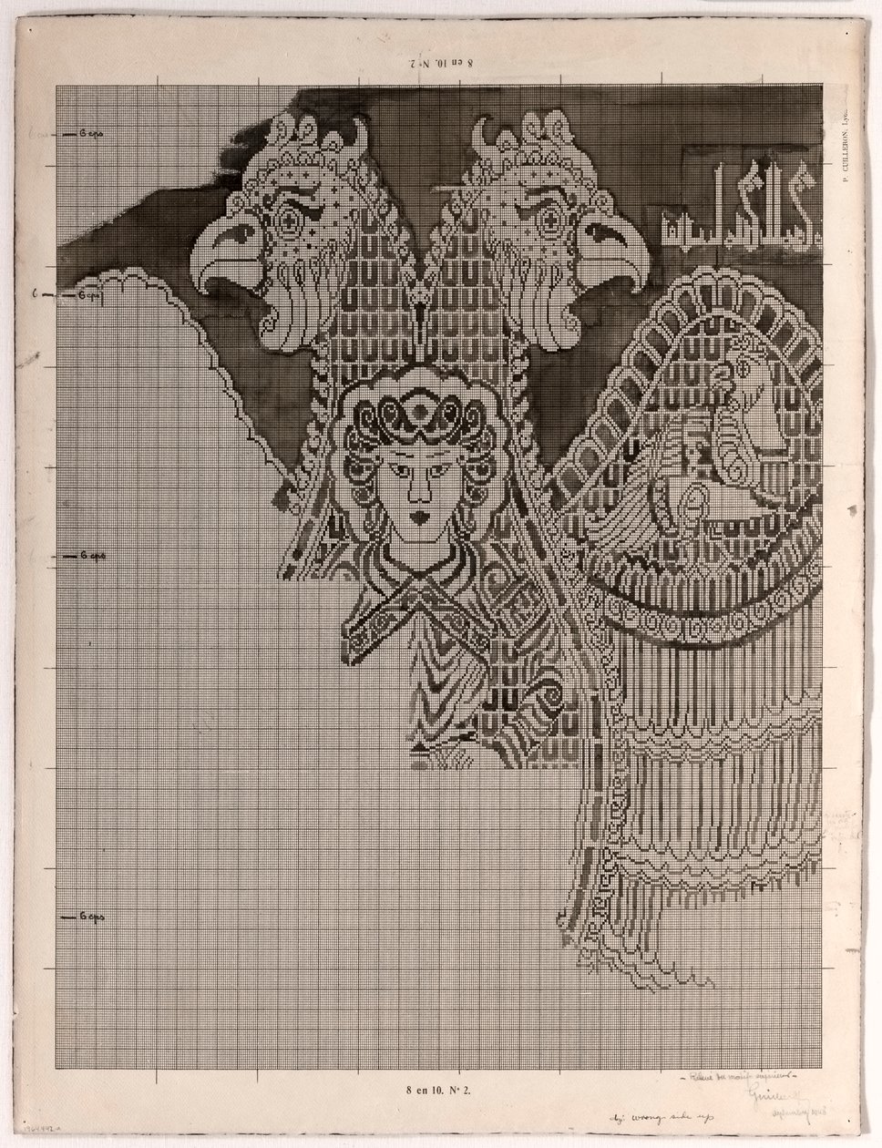 Schematic Drawing of Buyid Silk by Félix Guichert
