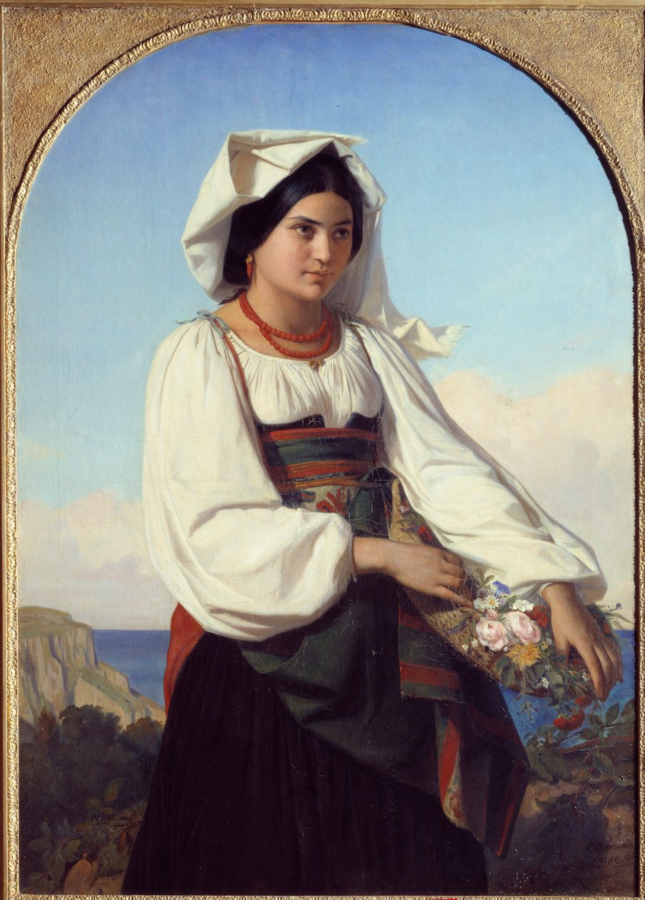 Young Girl Wearing Flowers by Félix Joseph Barrias
