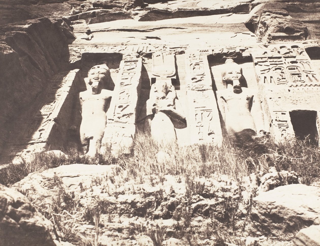 Abou-Sembil, Petit Spéos - Left Side of the Facade, 1851-52, printed 1853-54 by Félix Teynard