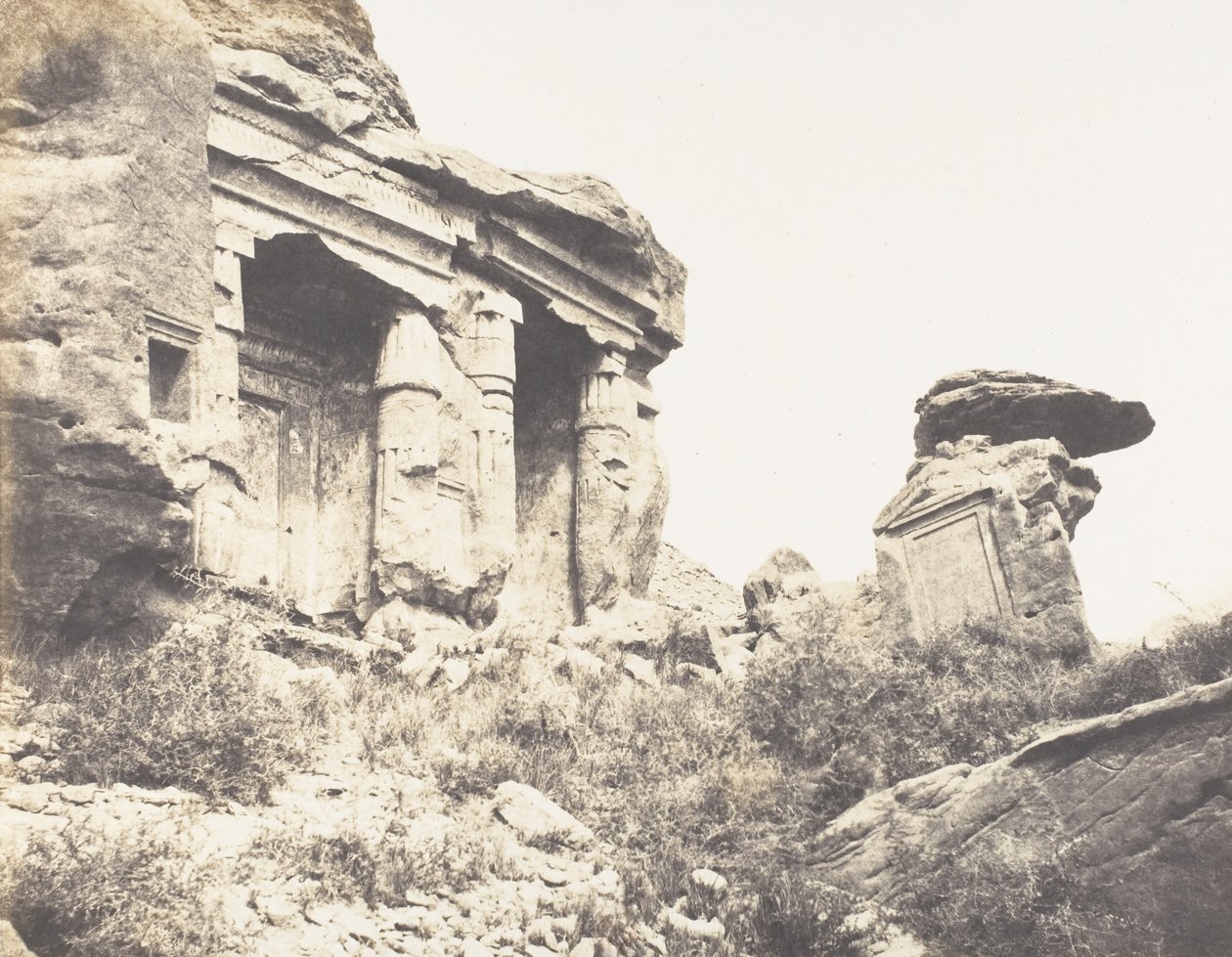 Djebel Selseleh Silsilis, Architectural Steles Carved in the Rock, 1851-52, printed 1853-54 by Félix Teynard