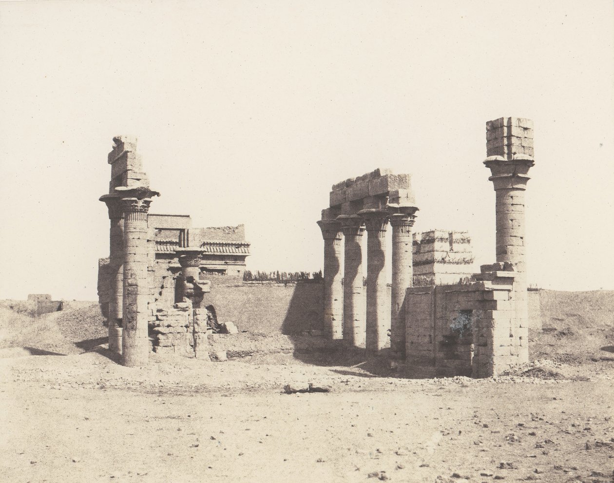 Erment Hermonthis, General View of the Ruins - Temple and Mammisi, 1851-52, printed 1853-54 by Félix Teynard