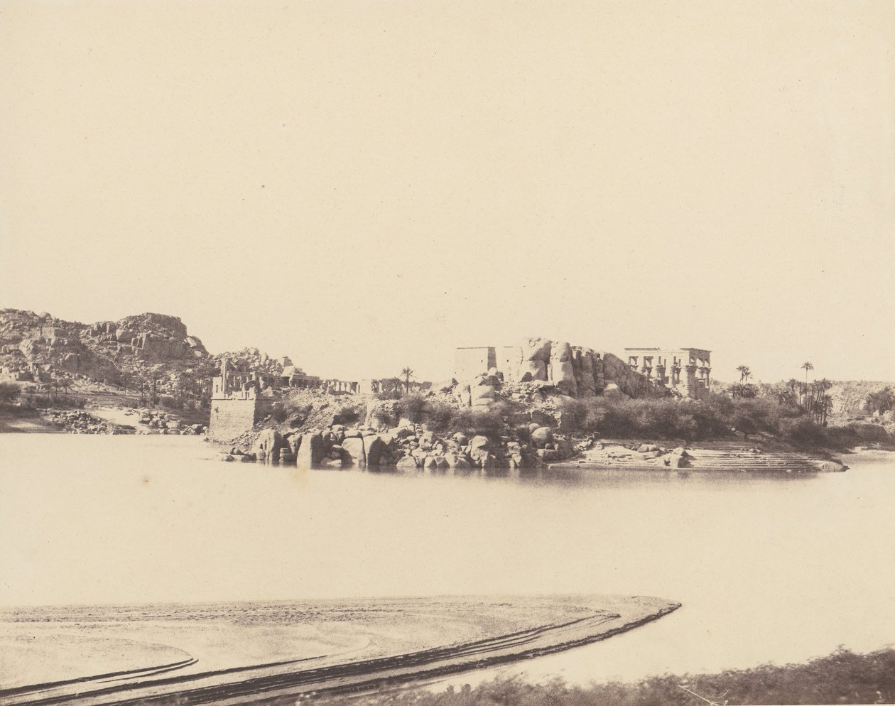 Ile de Fileh Philæ, General View Taken from the Southeast at Point B by Félix Teynard