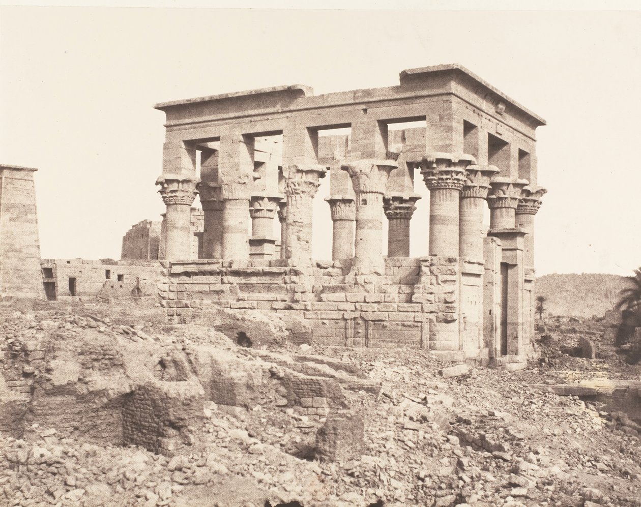 Ile de Fileh Philae, East Building - Lateral View from Point D by Félix Teynard