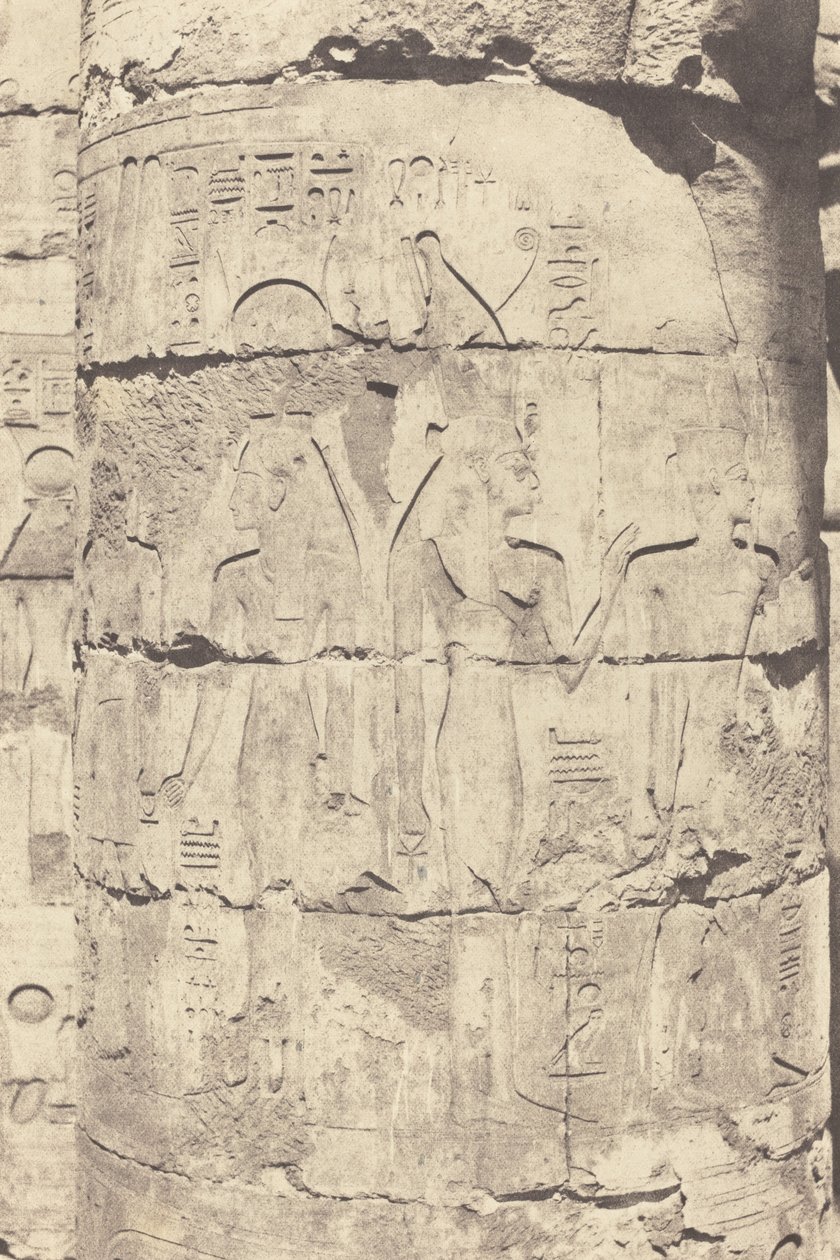 Karnak (Thebes), Palace--Hypostyle Hall--Central Colonnade--Decoration of a Column by Félix Teynard
