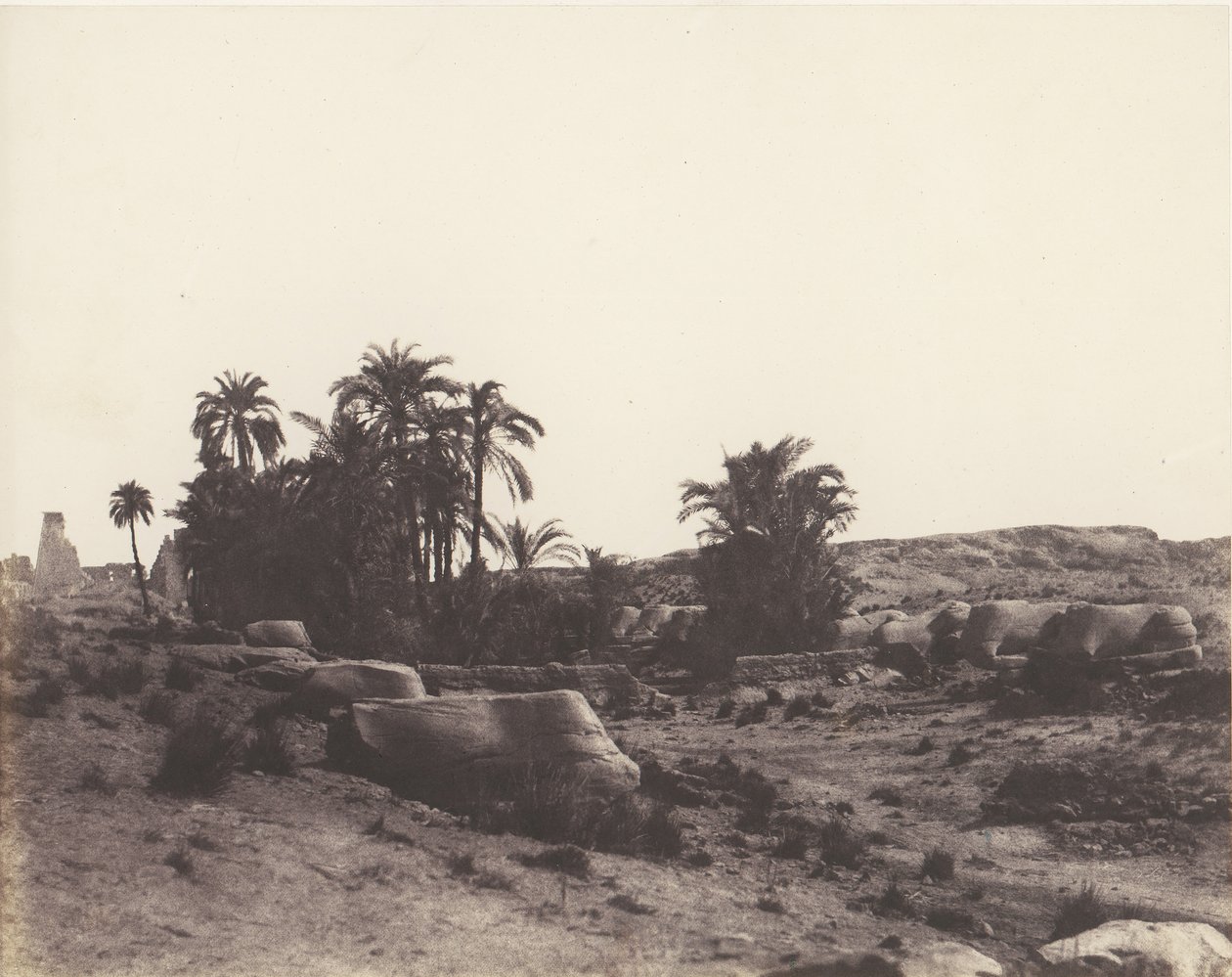 Karnak Thebes, Avenue of Sphinxes - General View Taken from Point G, 1851-52, printed 1853-54 by Félix Teynard