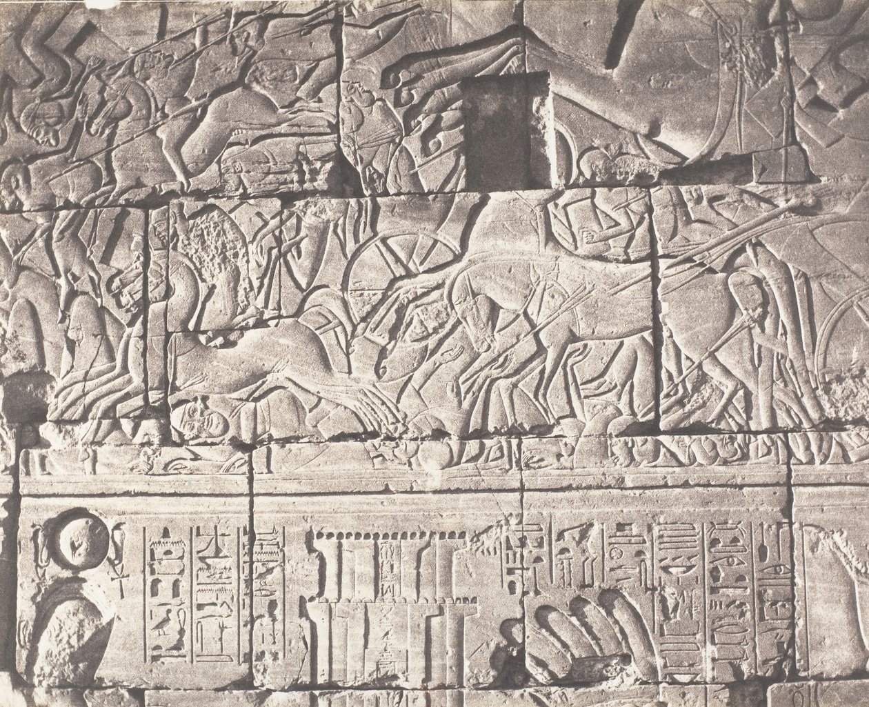 Karnak Thebes, Enclosure of the Palace - Details of Sculptures at Point O, 1851-52, printed 1853-54 by Félix Teynard