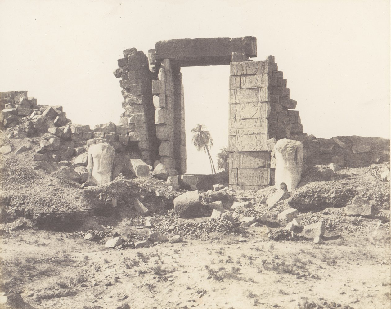 Karnak Thebes, Premier Pylon - Ruins of the Gate and Colossi by Félix Teynard