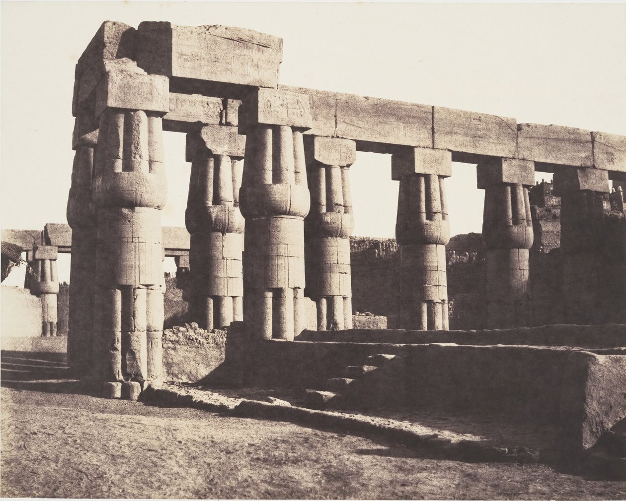 Luxor Thebes, Later Construction - Galleries - Parallels, 1851-52 by Félix Teynard