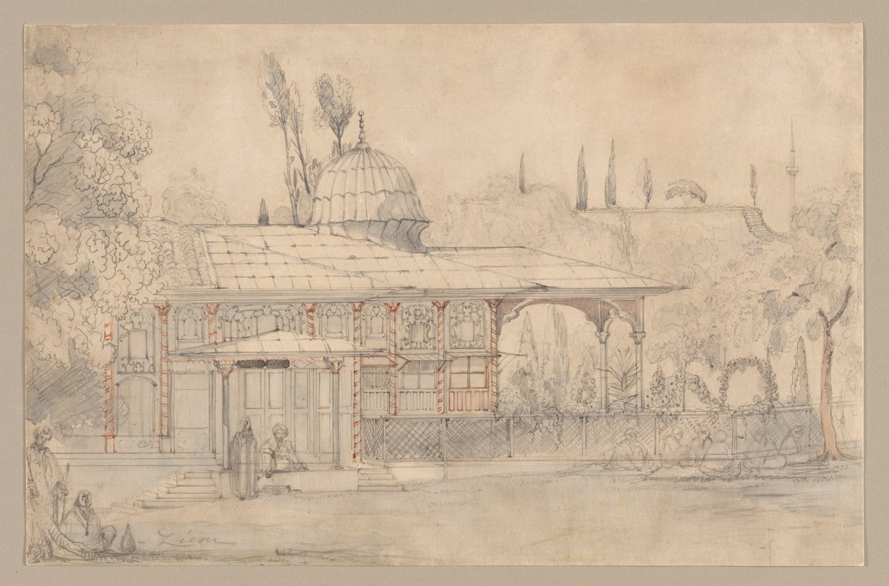 Pavilion Near a Mosque, 1800s by Félix Ziem