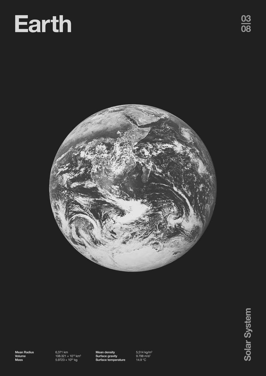 Earth: Minimal Planets Datas, 2023 by Florent Bodart