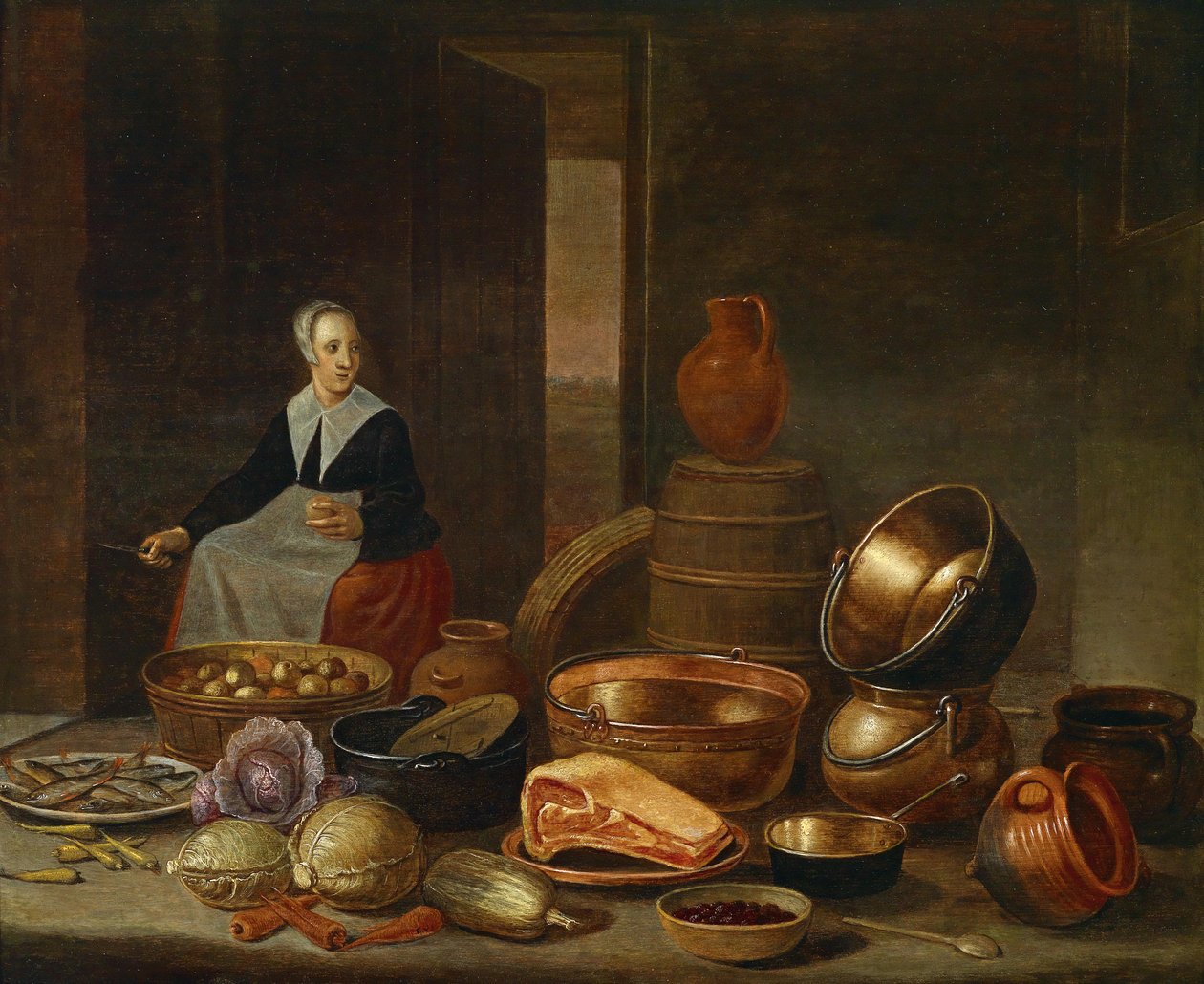 Kitchen Interior with Maid by Floris Gerritsz van Schooten