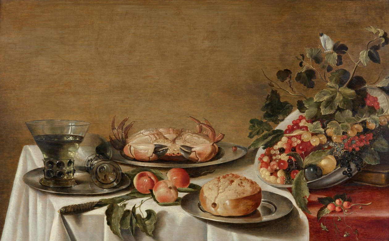 Still Life with Fruit, Crab, and Bread by Floris Gerritsz van Schooten