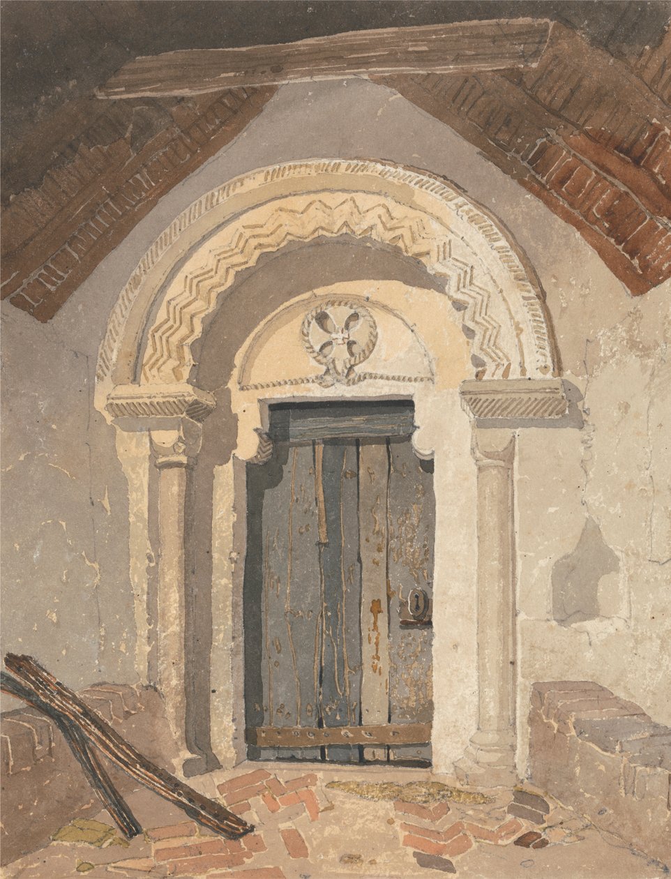 Norman Doorway, Tottenhill Church, Norfolk by Follower of John Sell Cotman