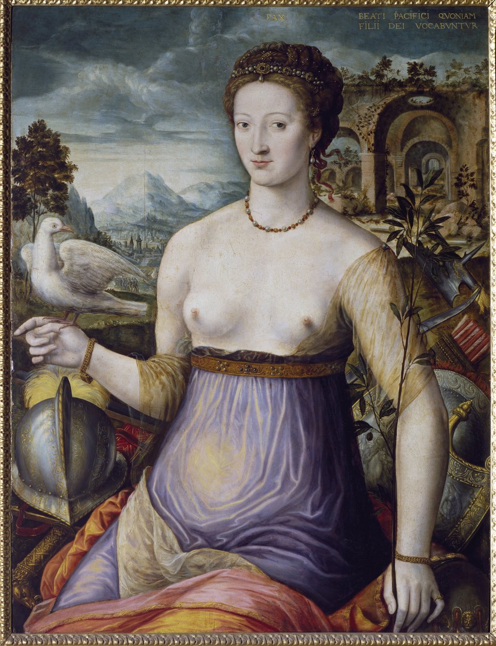 The Allegory of Peace, or Diane de Poitiers Holding a Dove (Portrait of the Duchess of Valentinois Diane de Poitiers) by Fontainebleau School
