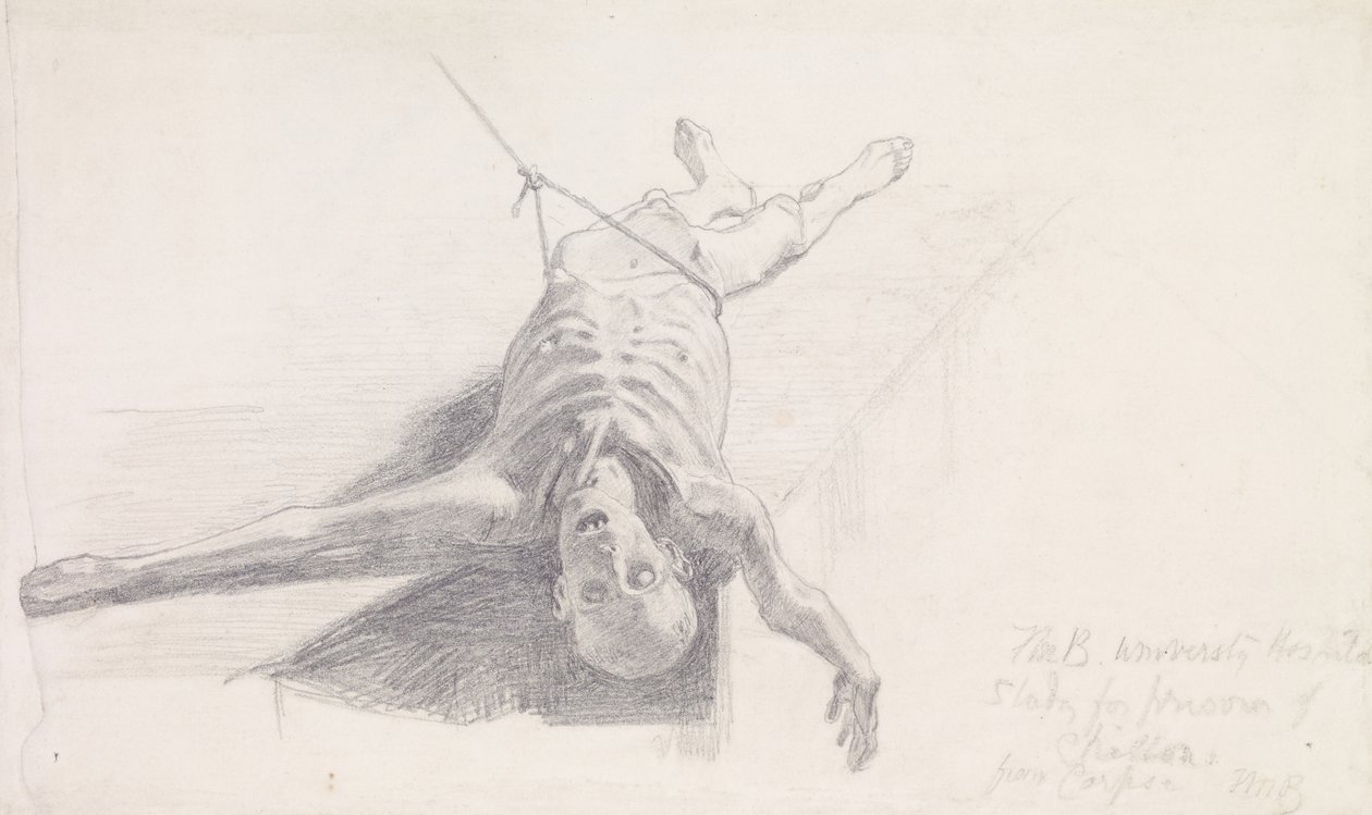 Poets of the Nineteenth Century - The Prisoner of Chillon - Study of Corpse, Designs for Decoration by Ford Madox Brown
