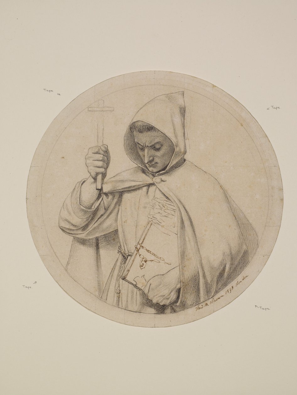 Wycliffe Reading His Translation of the Bible - Study of Monk Representing the Catholic Faith by Ford Madox Brown