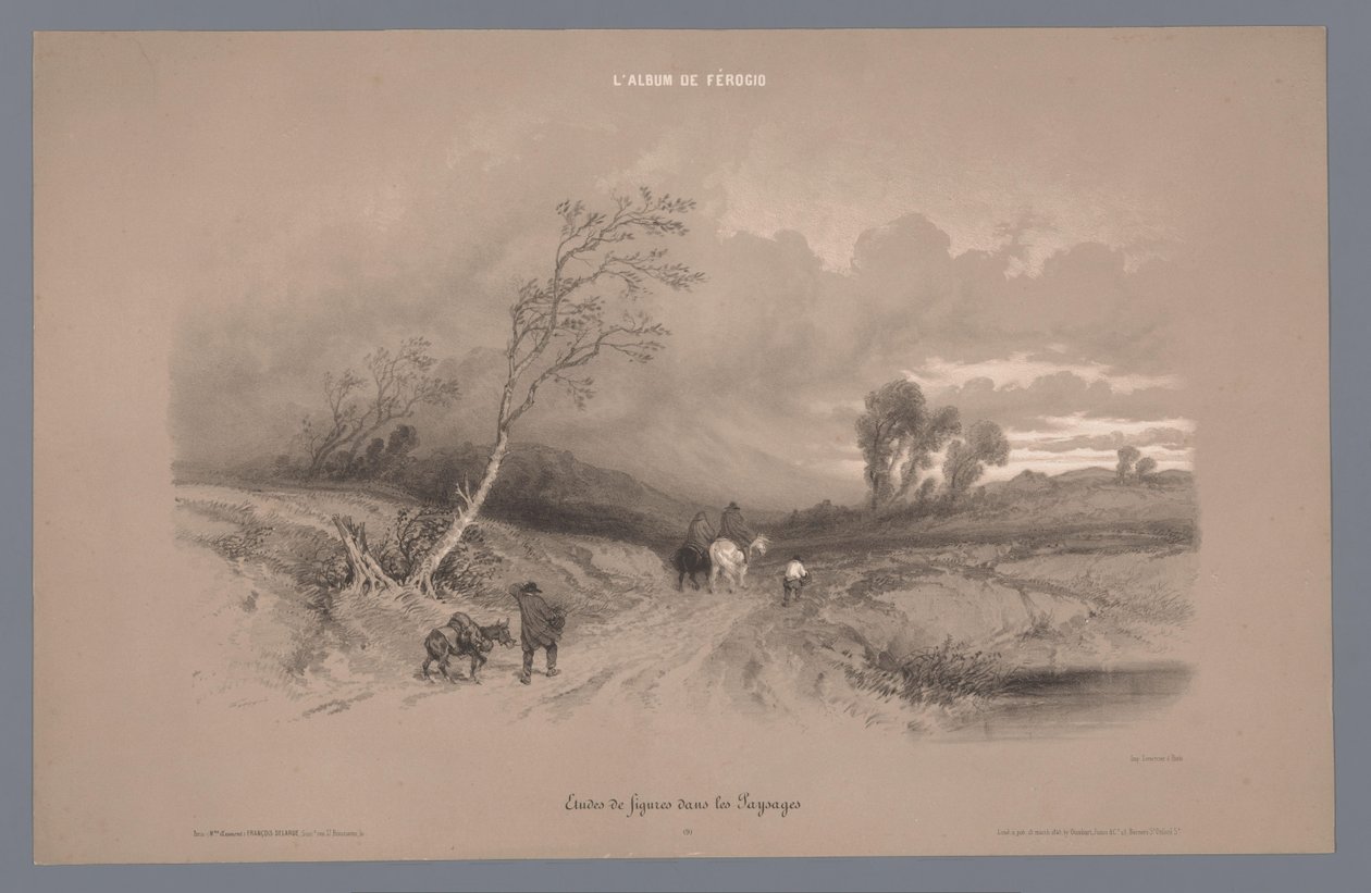 Travelers on a Country Road in Stormy Weather by Fortuné Ferogio