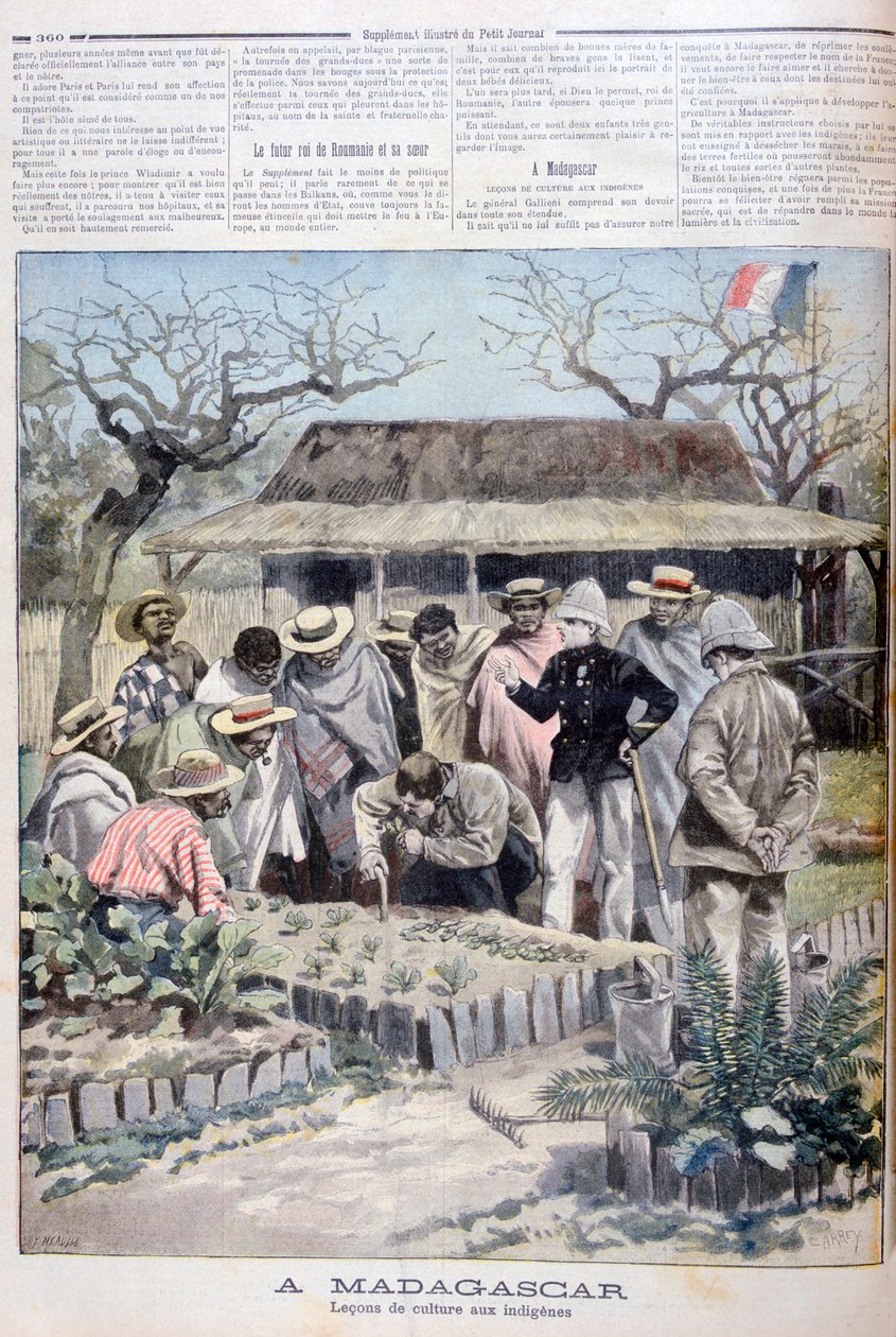 Agricultural lesson for the indigenous people of Madagascar, 1897 by Fortuné Méaulle