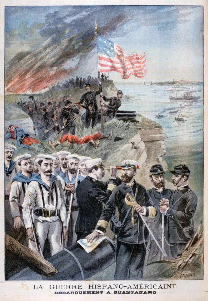 Disembarking troops at Guantanamo, Cuba, 1898 by Fortuné Méaulle