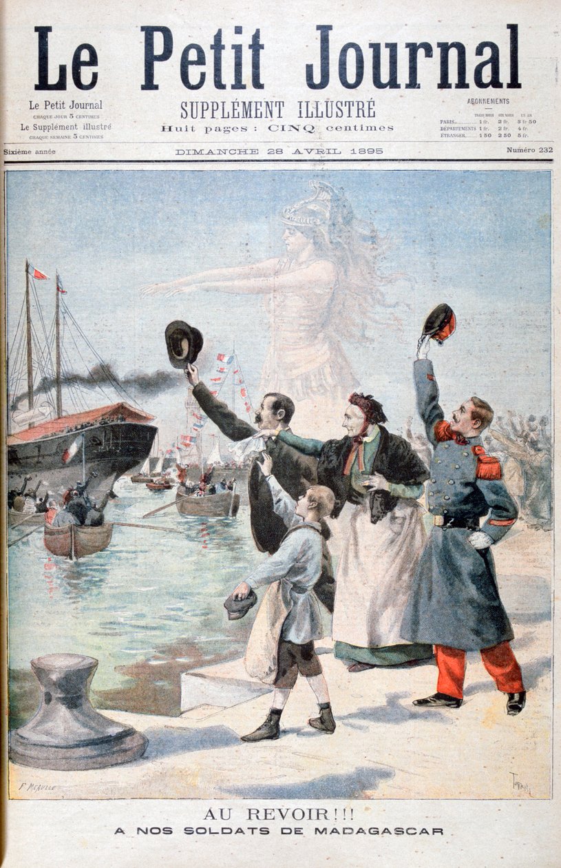 Goodbye!!, French soldiers on the way to Madagascar, 1895 by Fortuné Méaulle
