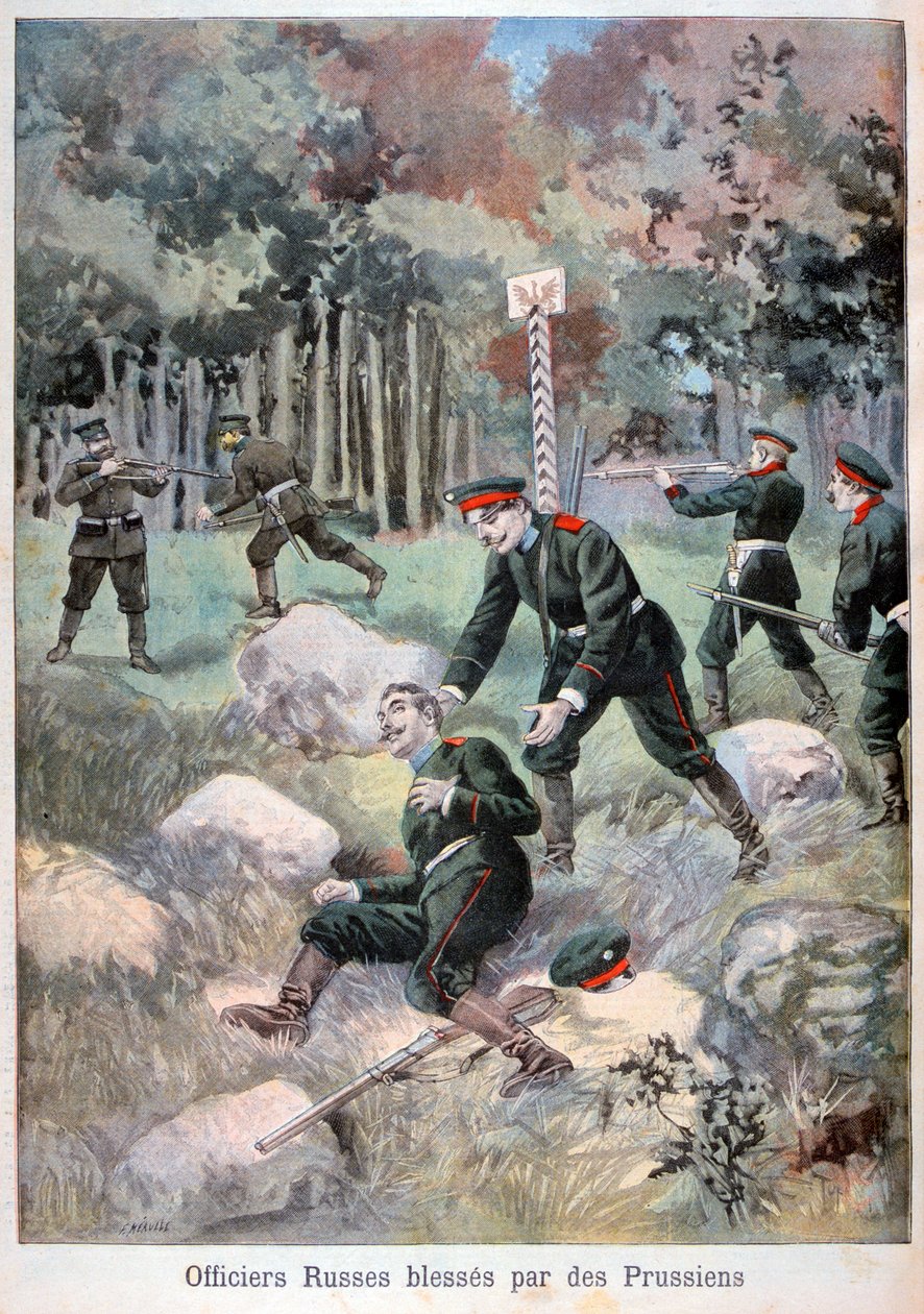 Russian officer wounded by the Prussians, Russian border, 1898 by Fortuné Méaulle