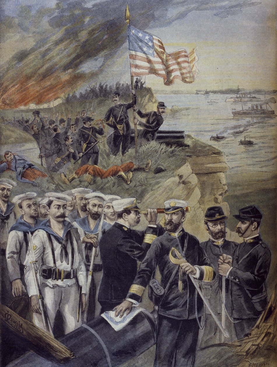Spanish-American War, Landing at Guantanamo, Cuba, illustration from 