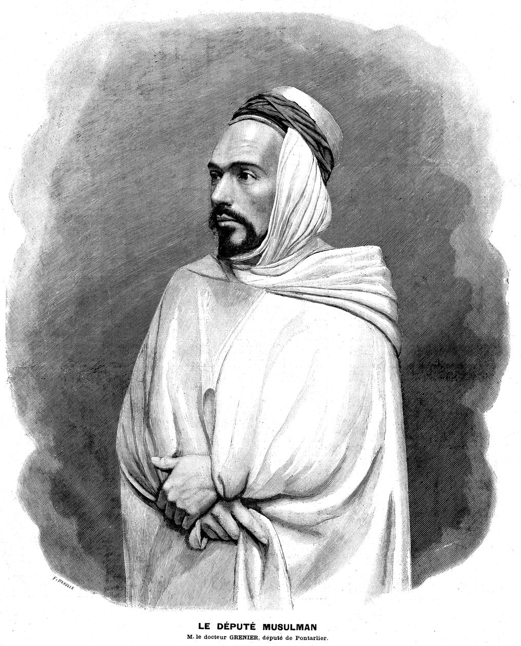 Engraving of Meaulle after a Photographic Portrait of Guillard on the Front of the Journal Illustrous No. 3 of January 17 by Fortune Louis Meaulle