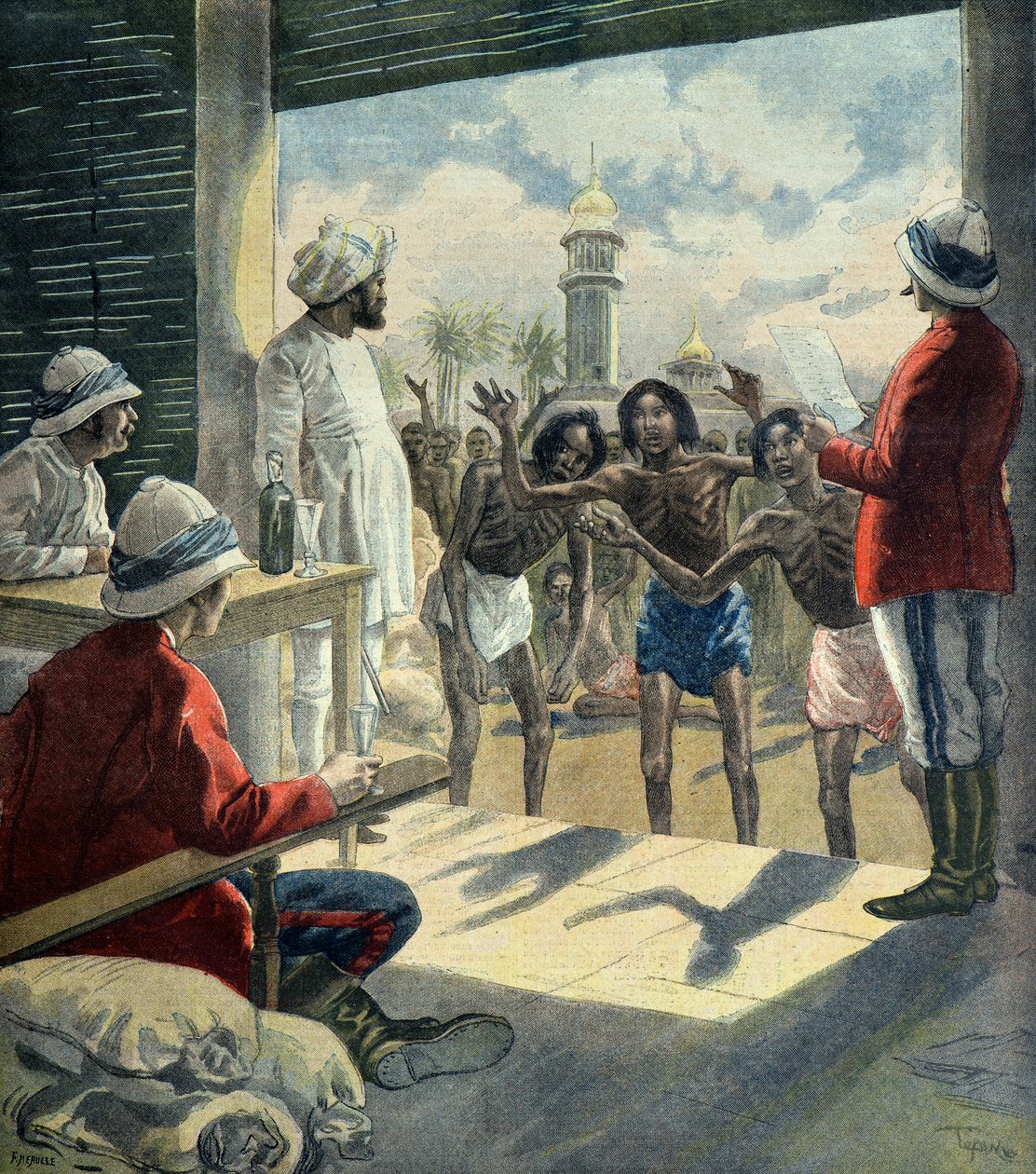 Hindus Come to the English for Help During the Great Famine of 1896 - 1897 by Fortune Louis Meaulle